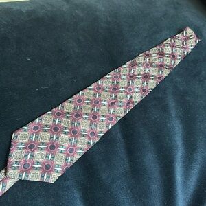 Barbara Blank‎ 100% Silk Purple Grey Pattern Printed Tie